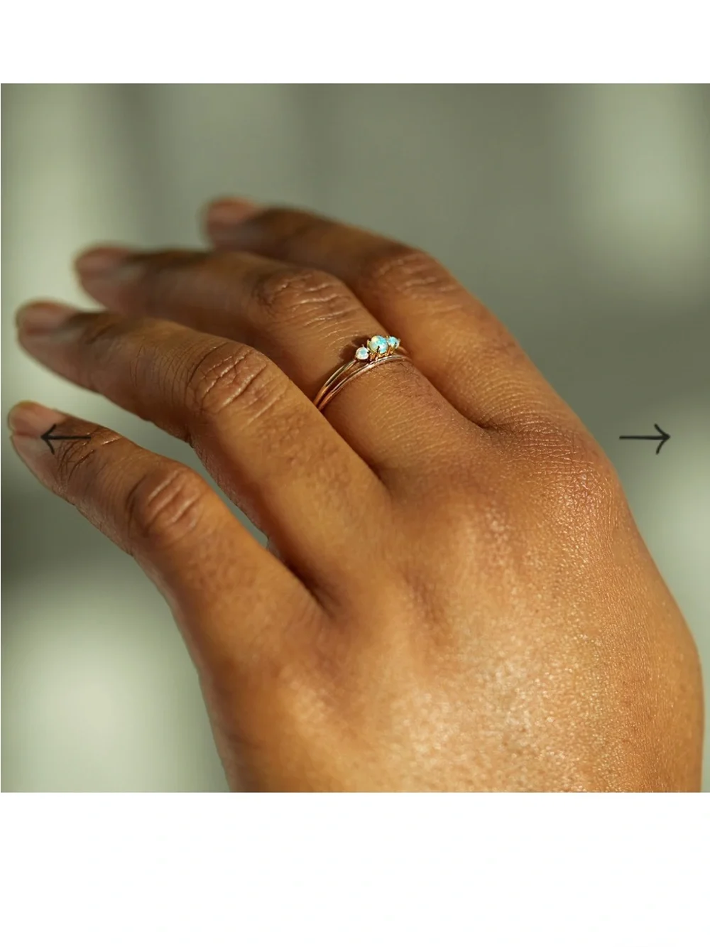 Catbird Gold Tone Three-Stone White Round Opal Prong Band Ring Size 8
